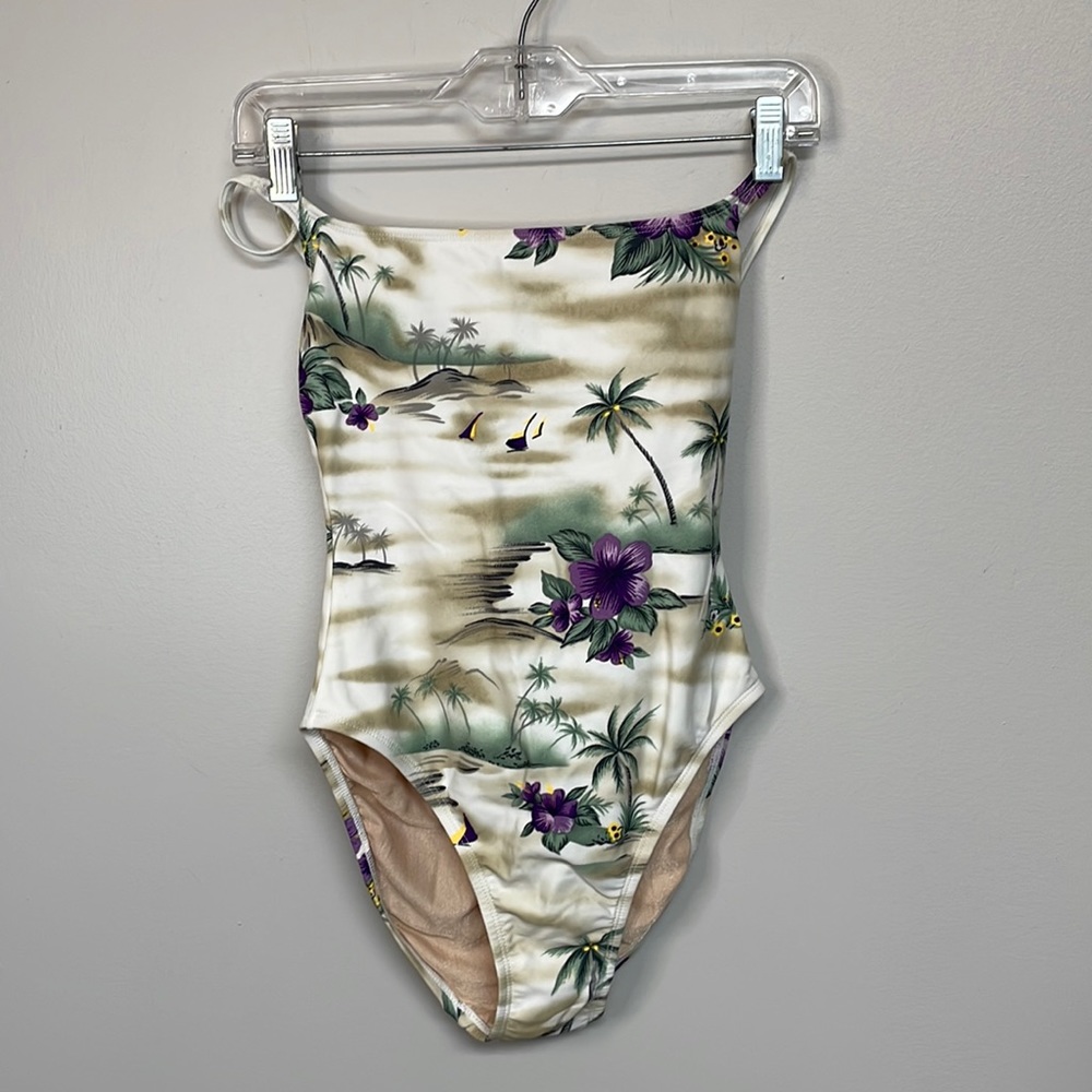Tommy Bahama Cream Floral Island Print One Piece Swimsuit, 6 fits like a 2 or 4
